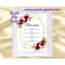 Geometric Bar Menu sign printable,Burgundy bar menu sign printable,(116w) Geometric Bar Menu sign printable,Burgundy bar menu sign printable,(116w)